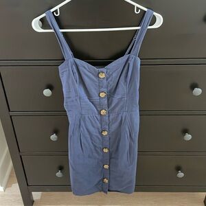 Abercrombie & Fitch Navy Blue Sweetheart Neck Button Up Mini Dress